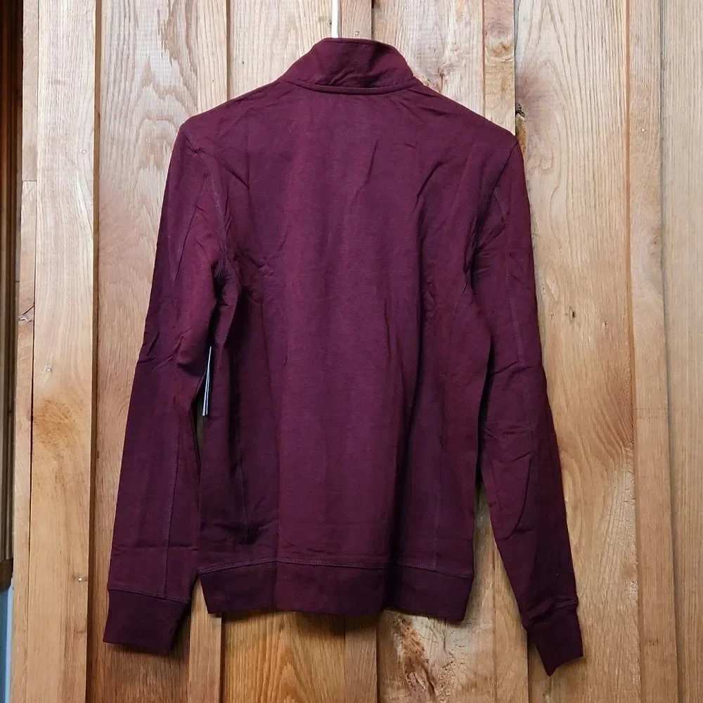 Flag & Anthem Mock Neck Quarter Zip Up Midweight Sweater, Small, Maroon